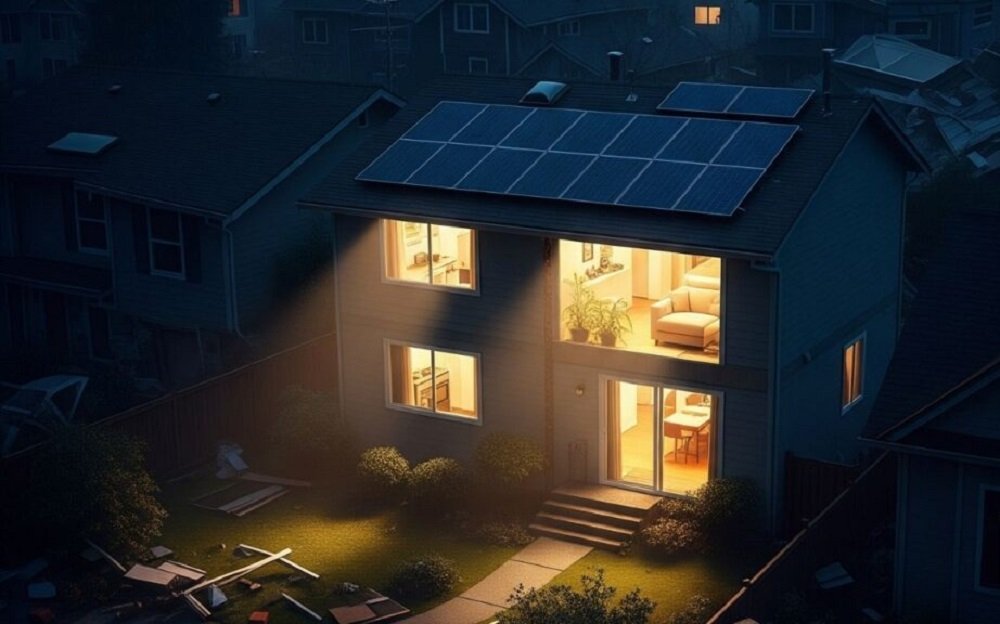 a house with solar panels on the roof during a blackout - 1